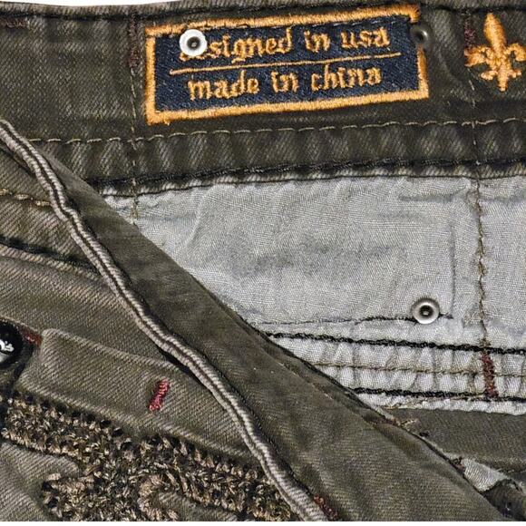 ROCK REVIVAL Gray Ben Straight Leather Detail Jeans Mens 36 Rebel Biker 90's - Picture 5 of 16